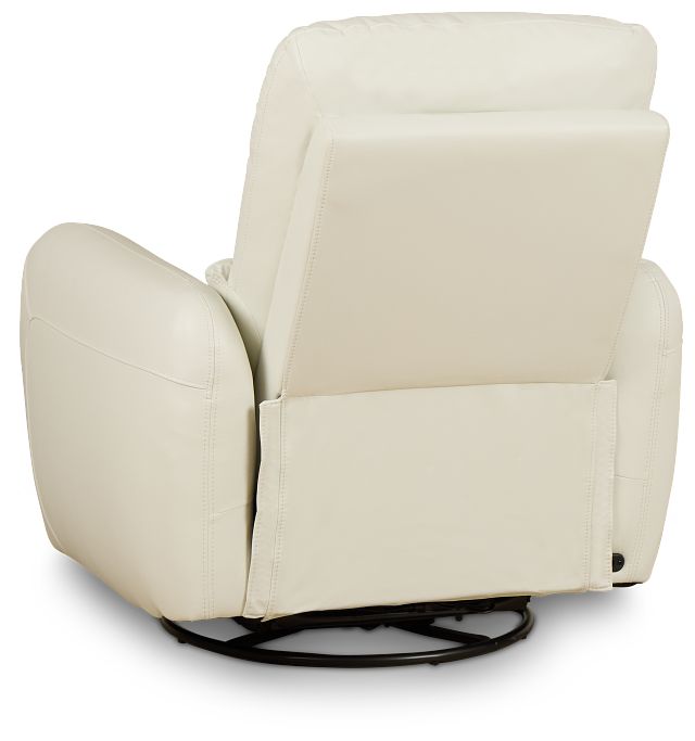 Eve White Lthr/vinyl Power Swivel Glider Recliner