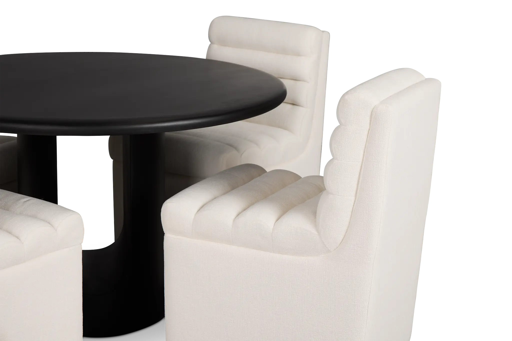 Soho Black Round Table & 4 Upholstered Chairs Soho Black Round Table & 4 Upholstered Chairs