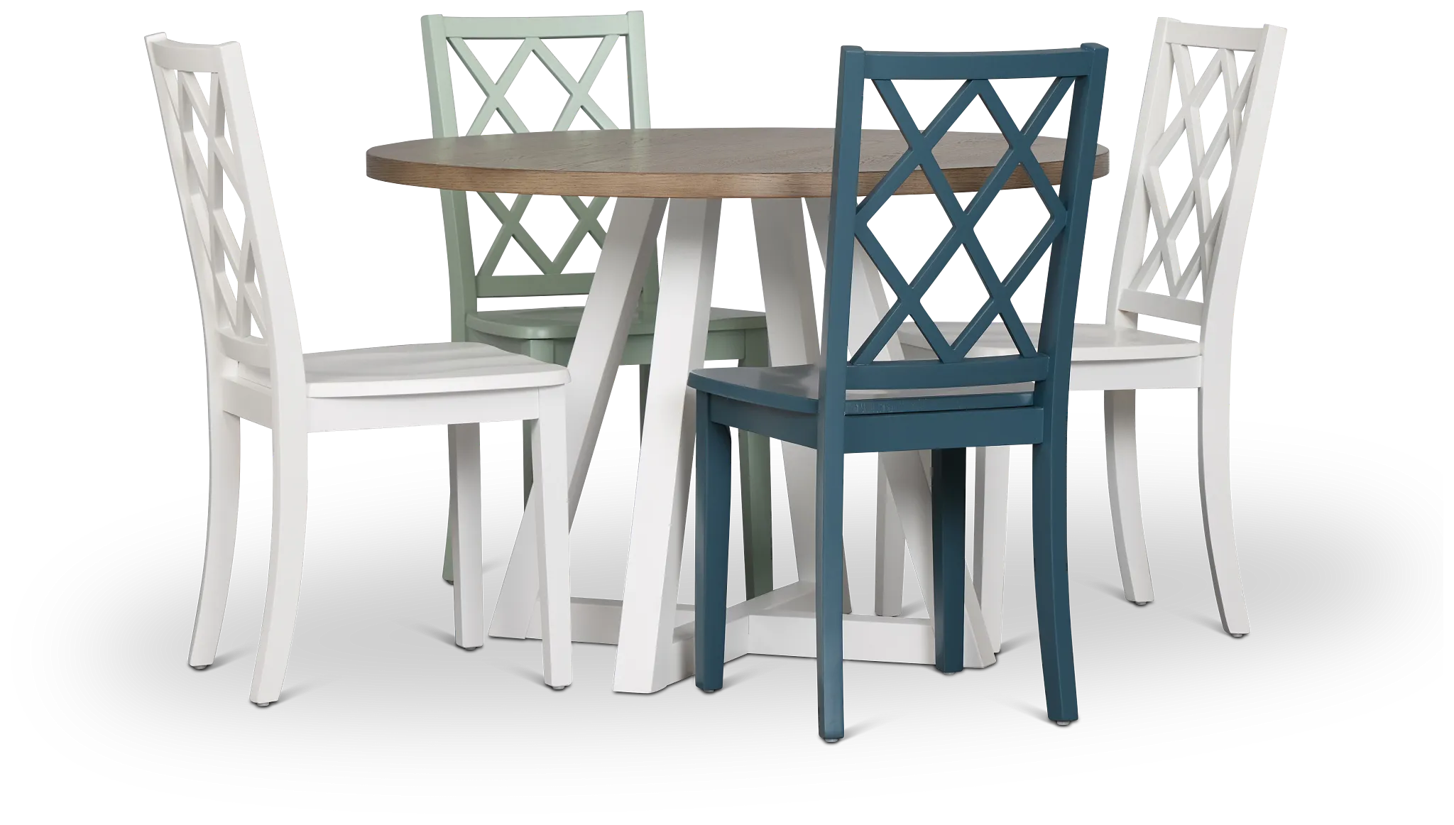 Edgartown Two-tone Round Table & Mixed Chairs