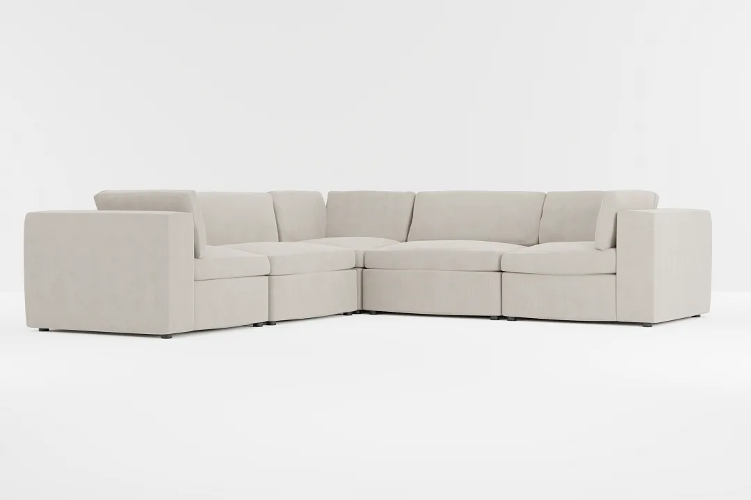 Destin Revenue Beige Fabric 5-piece Modular Sectional