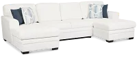 Everly White Fabric Double Chaise Sleeper Storage Sectional