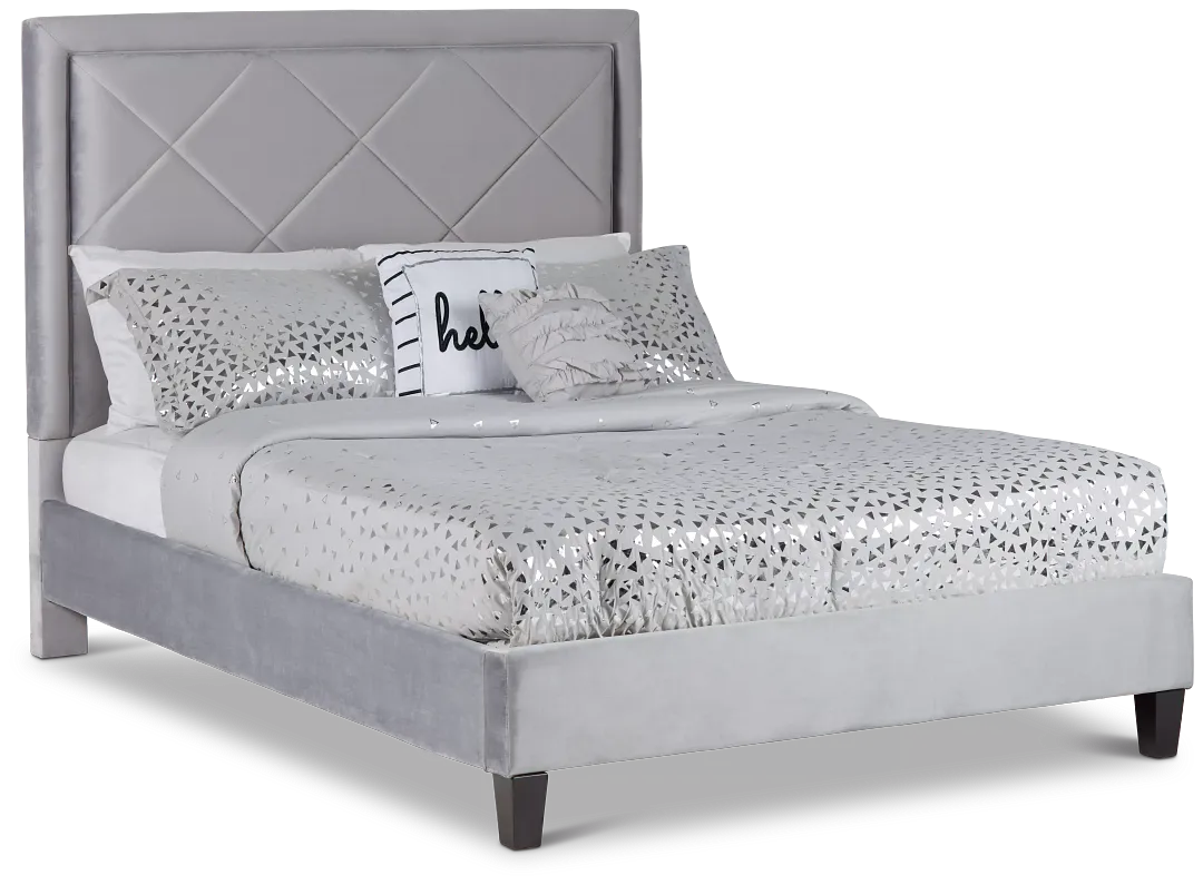 Collin Dark Gray Velvet Platform Bed