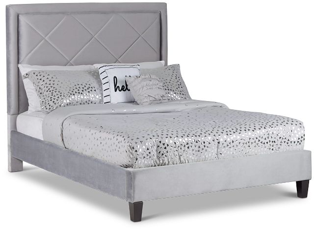 Collin Dark Gray Velvet Platform Bed