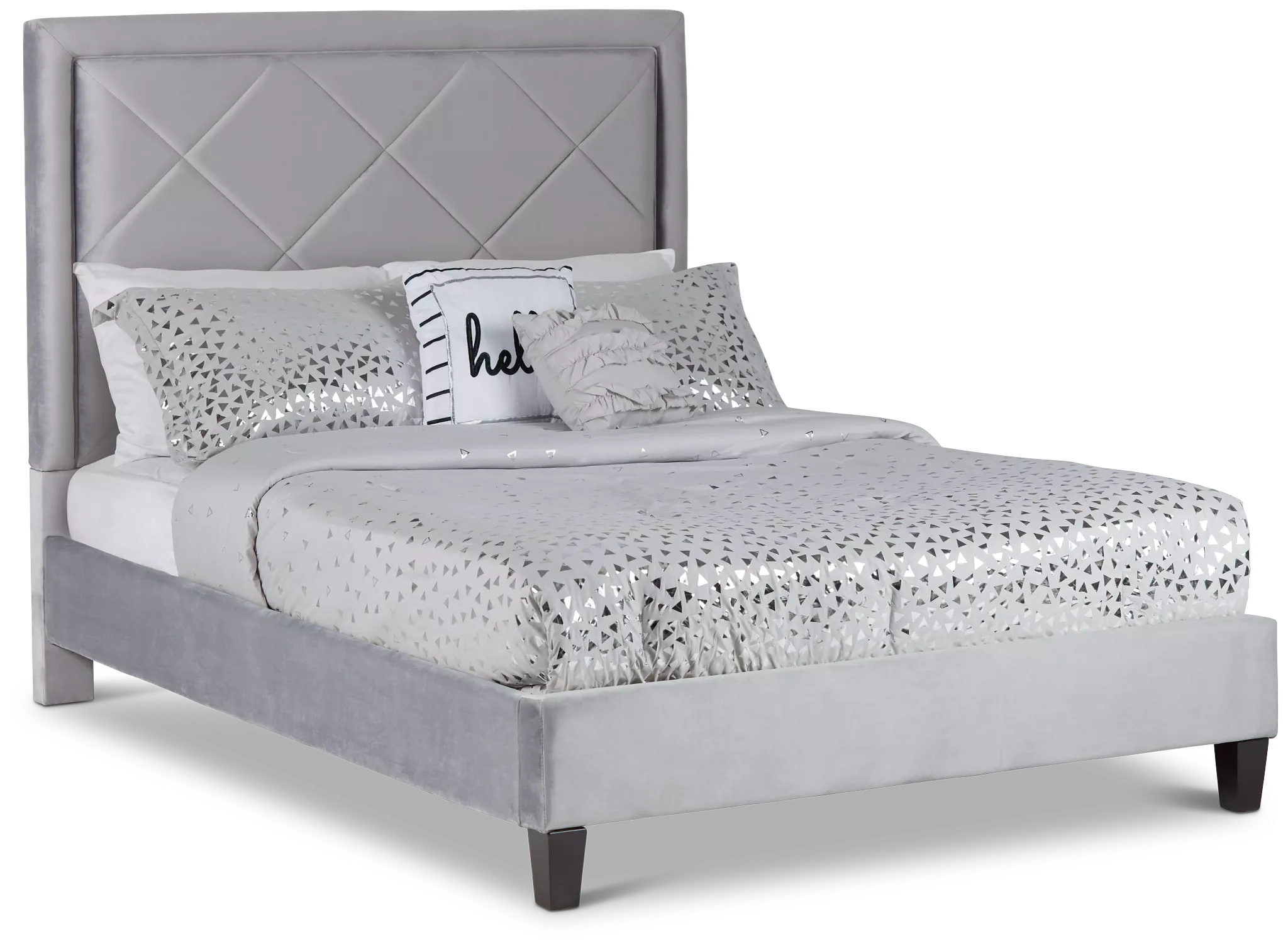 Collin Dark Gray Velvet Platform Bed