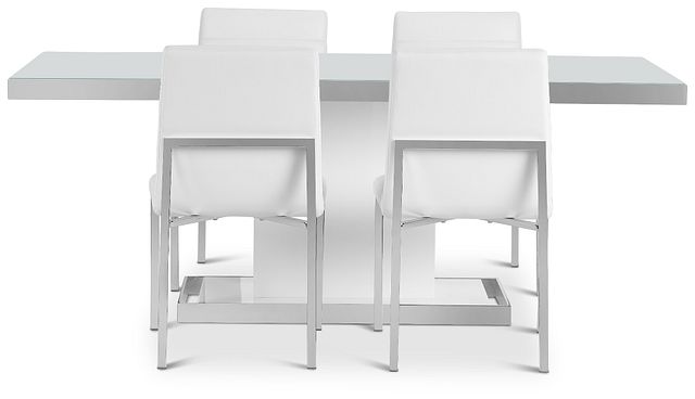 Miami White 78" Table & 4 Chairs