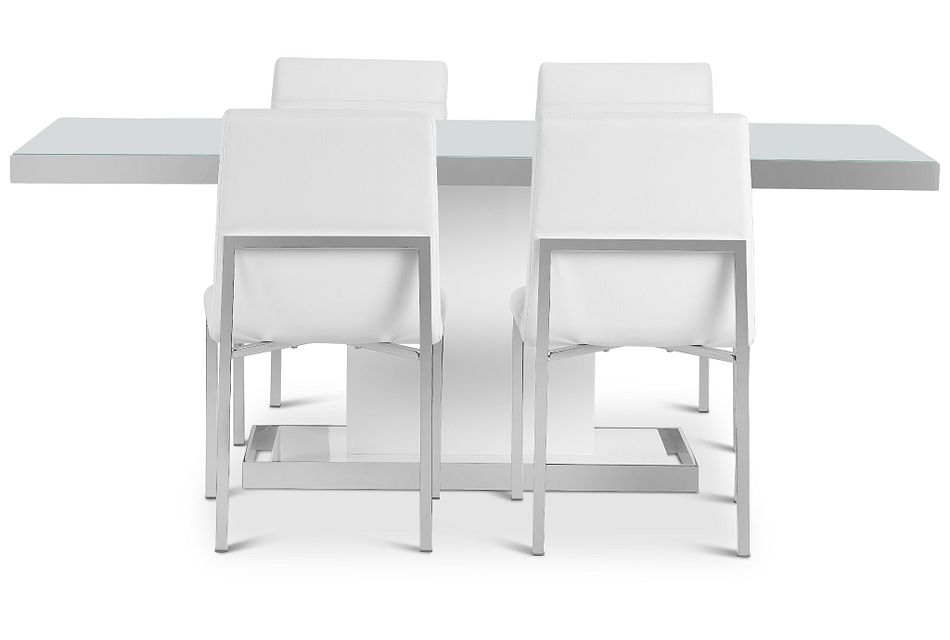 Miami White 78" Table & 4 Chairs,