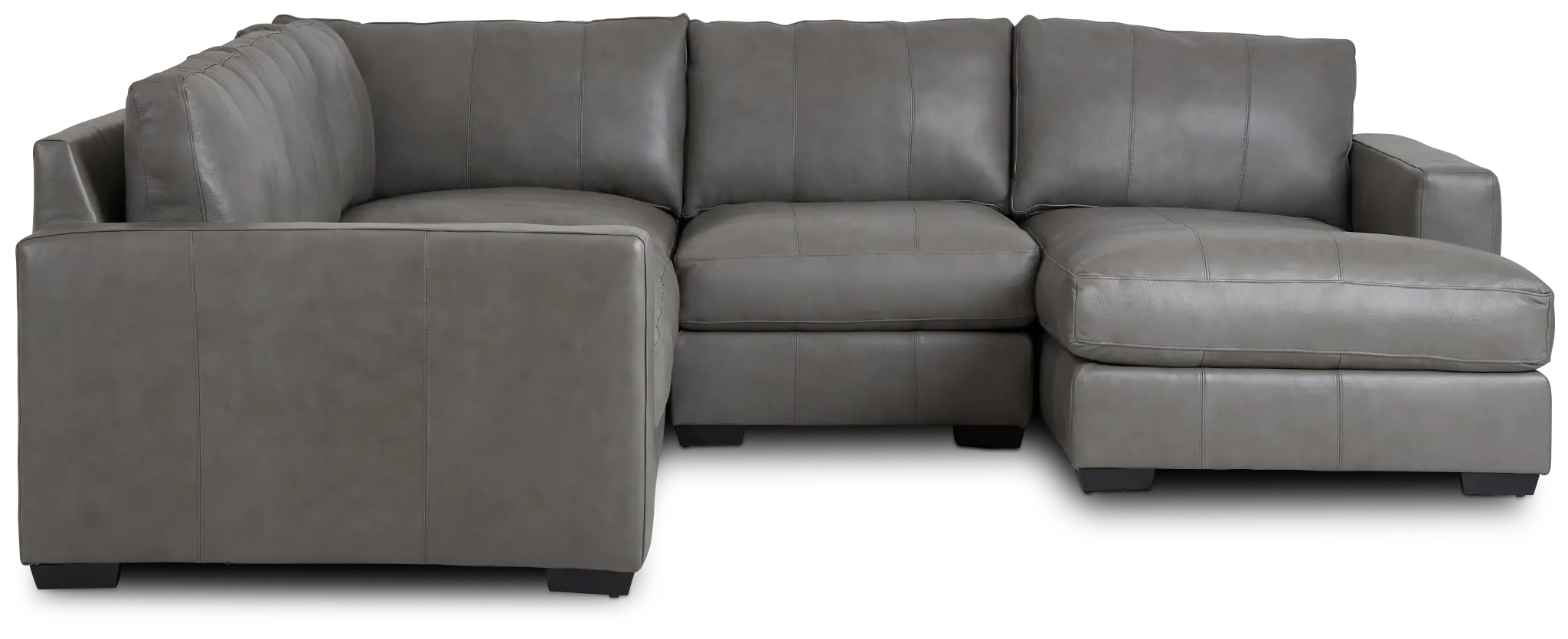 Dawkins Gray Leather Medium Right Chaise Sectional Dawkins Gray Leather Medium Right Chaise Sectional