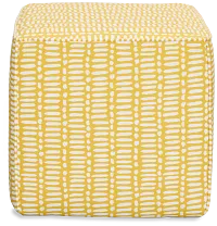Deja Yellow Fabric Accent Pouf