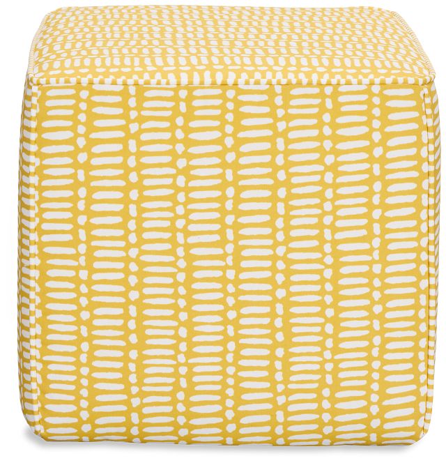 Deja Yellow Fabric Accent Pouf