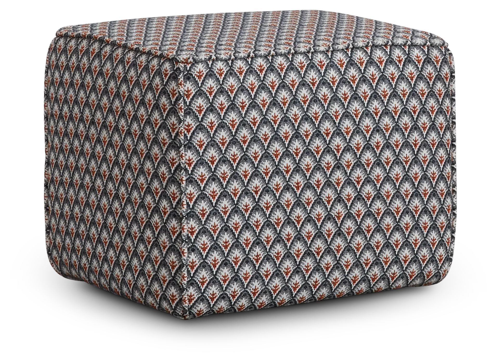 Morgan Orange Fabric Accent Pouf