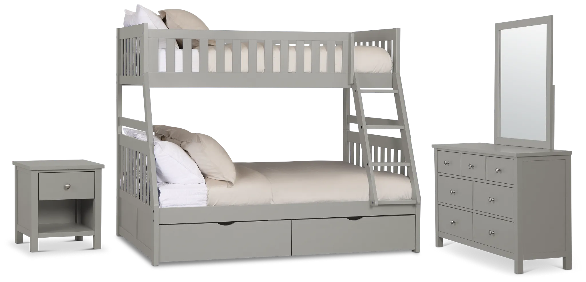 Charleston Gray Bunk Bed Storage Bedroom