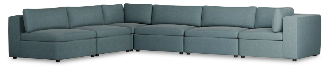 Destin Sutton Blue Fabric 6-piece Modular Sectional