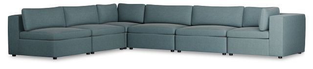 Destin Sutton Blue Fabric 6-piece Modular Sectional