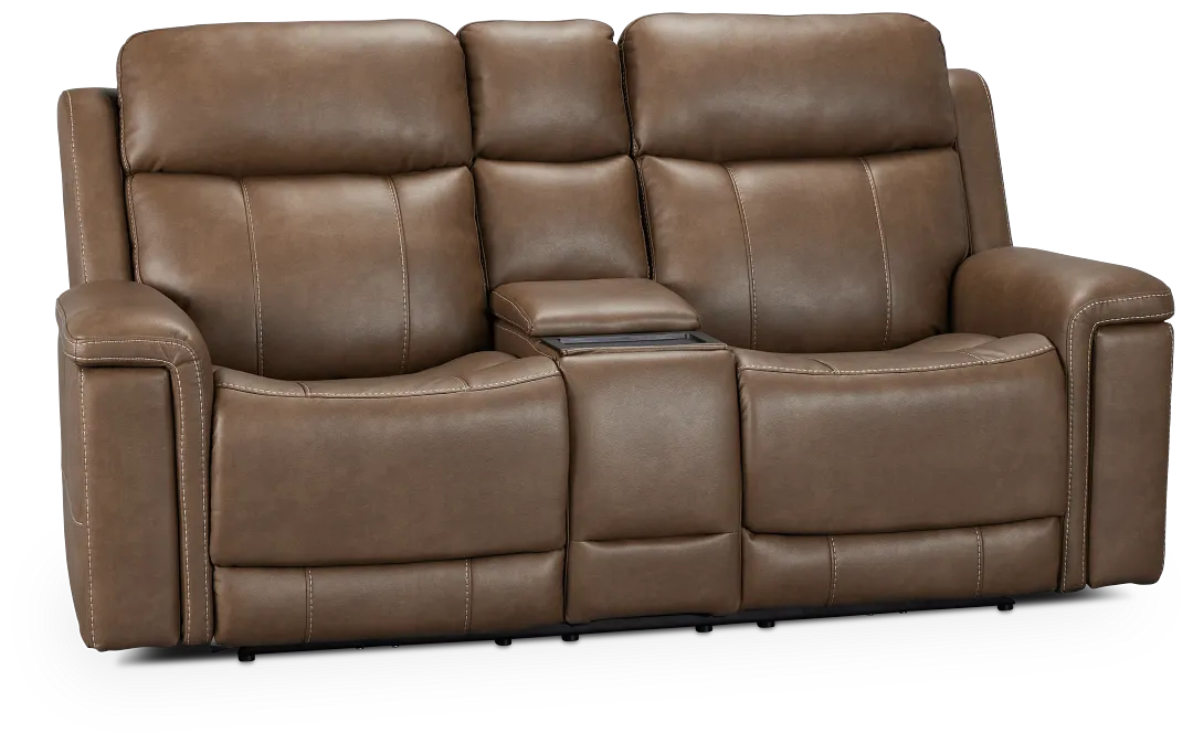 Jayden Brown Micro Power Reclining Console Loveseat