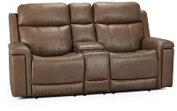 Jayden Brown Micro Power Reclining Console Loveseat