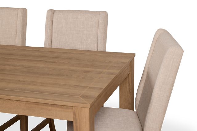 Delray Light Tone Rect Table, 4 Chairs & Bench