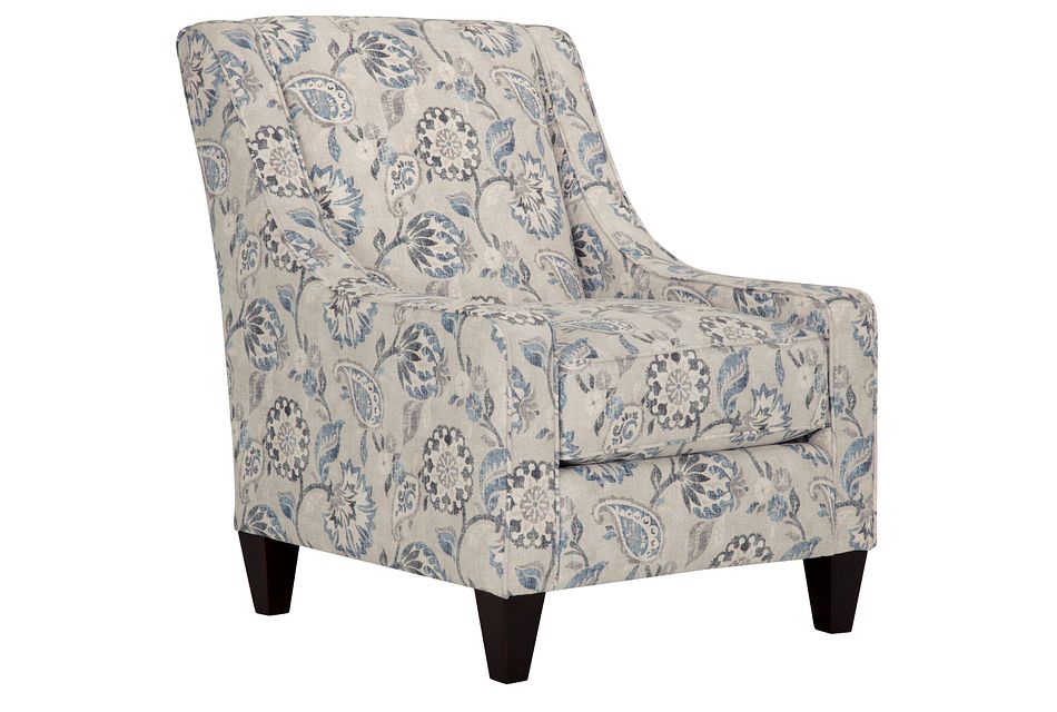 Sylvie Blue Floral Accent Chair