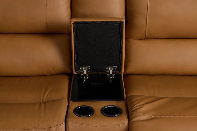 Summit Light Brown Lthr/vinyl Large Dual Power Reclining Two-arm Sectional