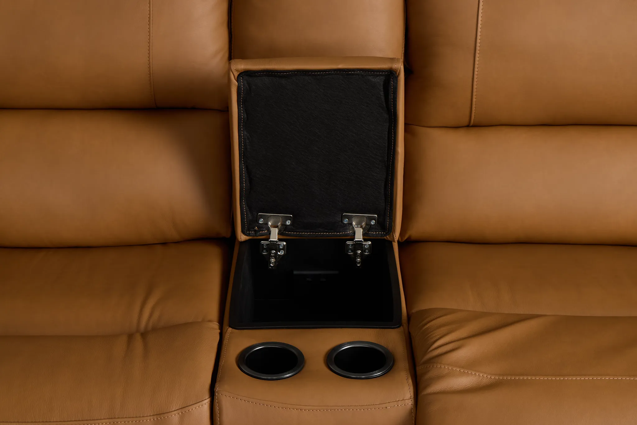 Summit Light Brown Lthr/vinyl Large Dual Power Reclining Two-arm Sectional