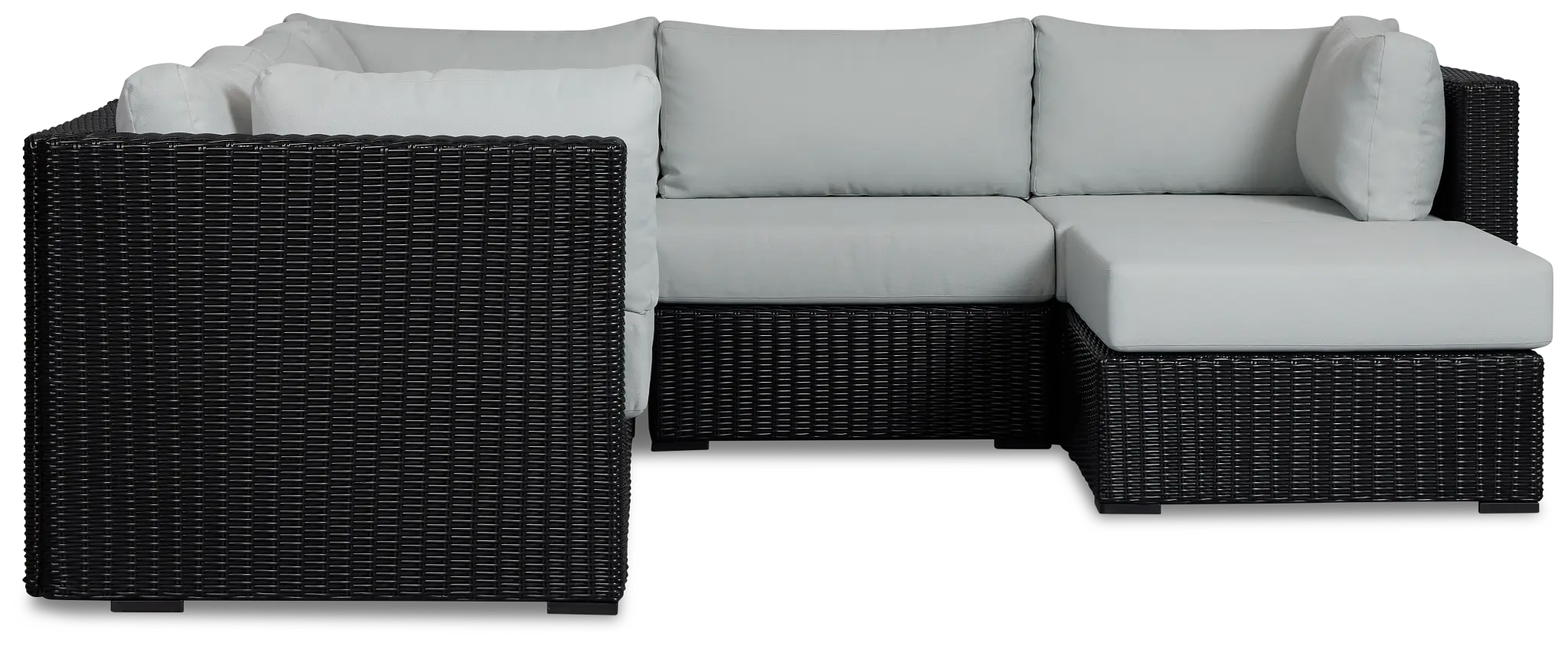 Montecito Black 6-piece Modular Sectional With Light Blue Cushions Montecito Black 6-piece Modular Sectional With Light Blue Cushions