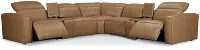 Ryland Brown Lthr/vinyl Large Dual Power Reclining Two-arm Sectional