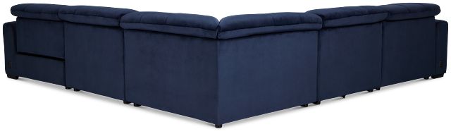 Gemma Navy Velvet Small Right Chaise Power Reclining Sectional