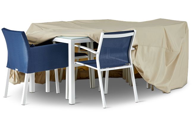 Khaki 86" Table & 4 Chairs Outdoor Cover