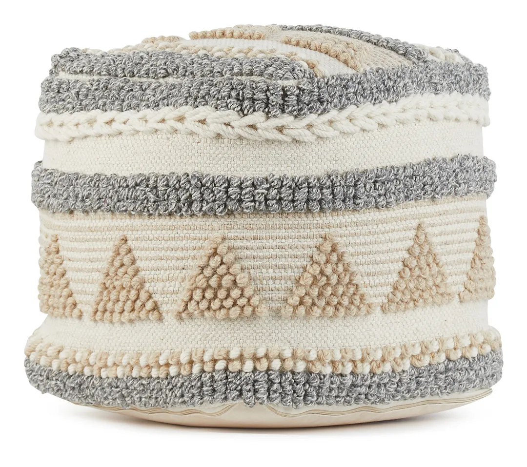 Ashin Beige Accent Pouf