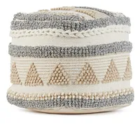 Ashin Beige Accent Pouf