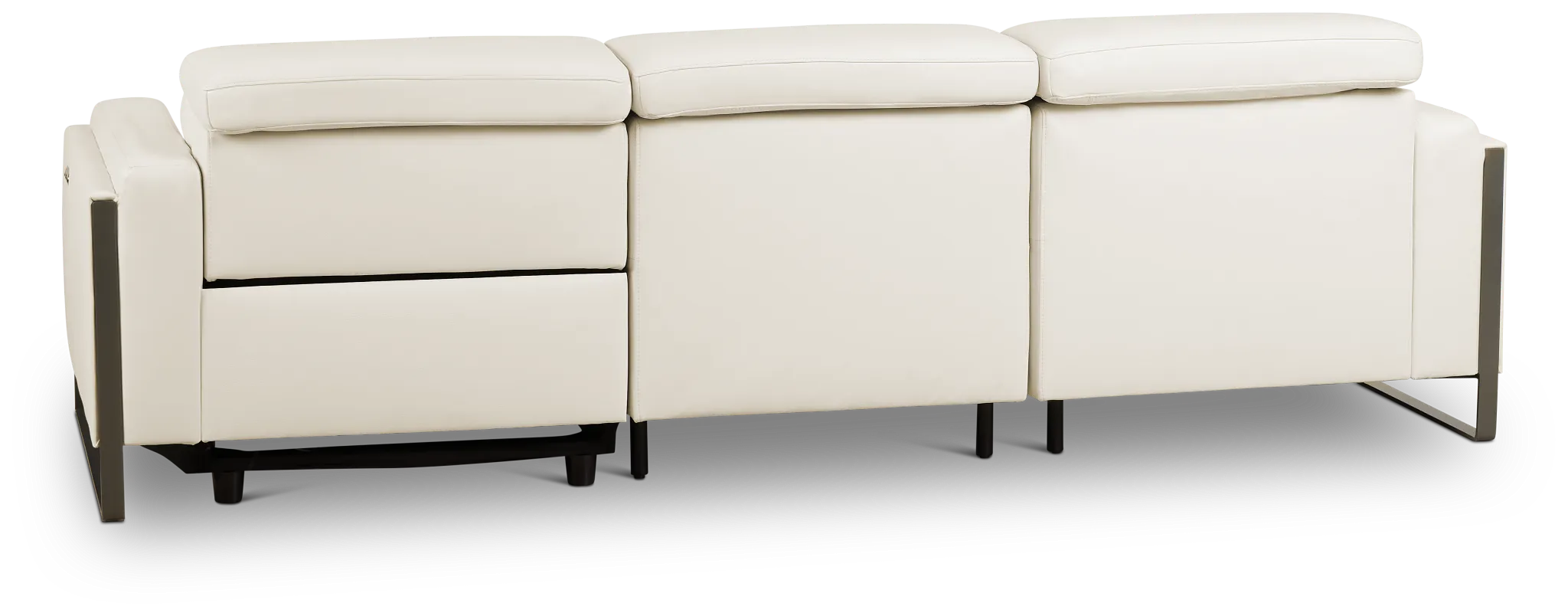 Atlas White Lthr/vinyl Left Chaise Power Reclining Sectional