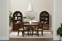 Pacific Mid Tone Round Table & 4 Upholstered Chairs