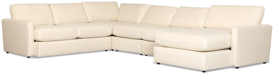 Maxwell Light Beige Fabric Large Right Chaise Sectional
