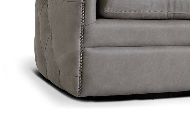 Palazzo Gray Leather Swivel Accent Chair