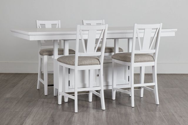 Heron Cove White High Table & 4 Barstools