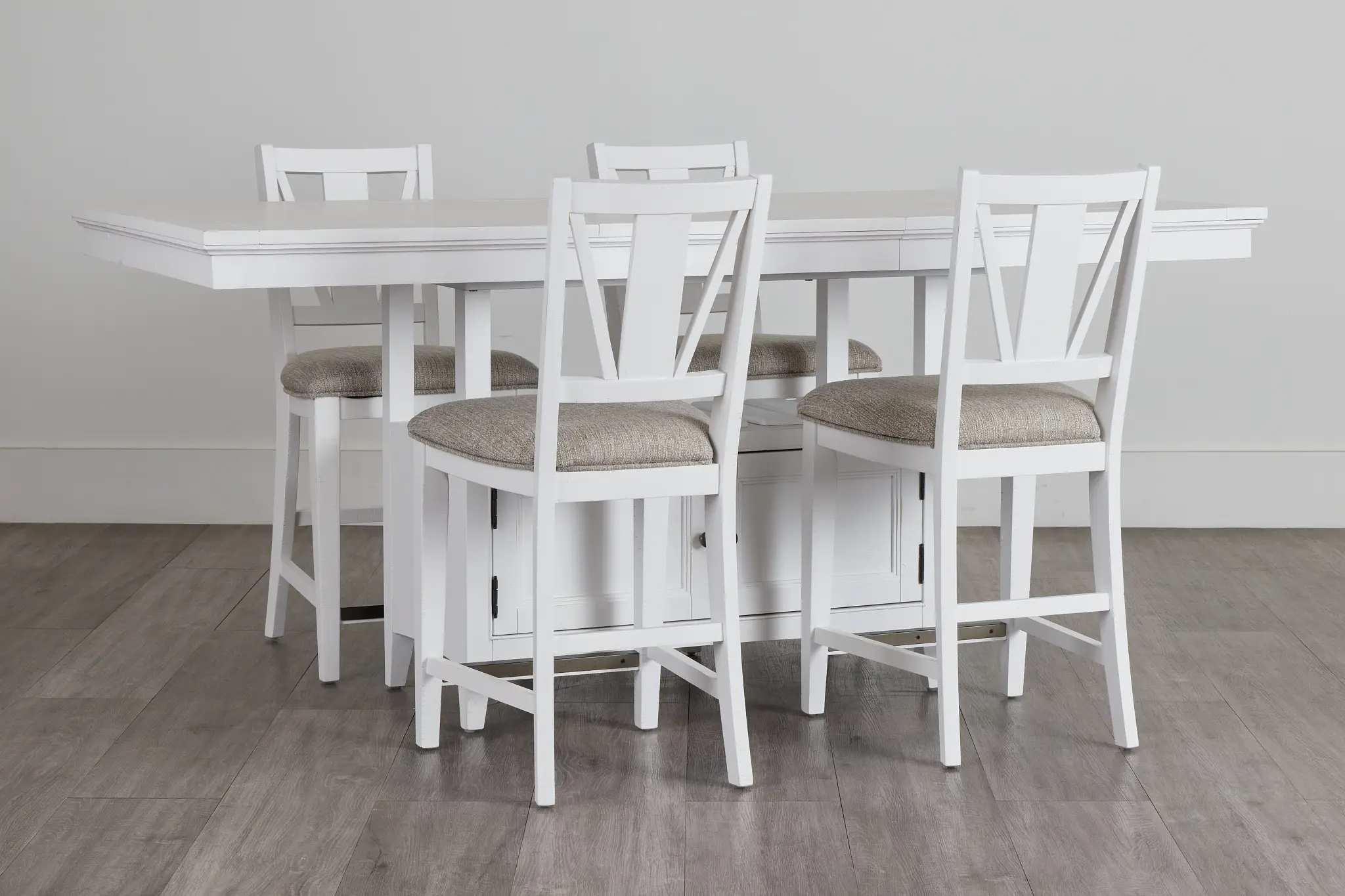 Heron Cove White High Table & 4 Barstools Heron Cove White High Table & 4 Barstools
