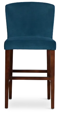 Bentley Dark Blue Velvet 24" Upholstered Barstool