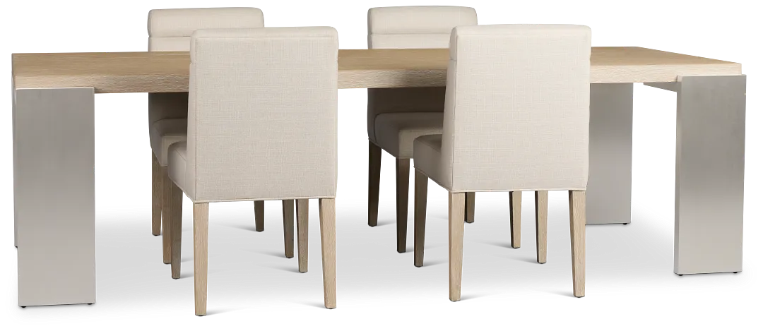 Miramar Light Tone Rectangular Table & 4 Upholstered Chairs
