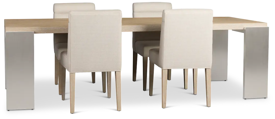 Miramar Light Tone Rectangular Table & 4 Upholstered Chairs Miramar Light Tone Rectangular Table & 4 Upholstered Chairs