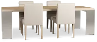 Miramar Light Tone Rectangular Table & 4 Upholstered Chairs