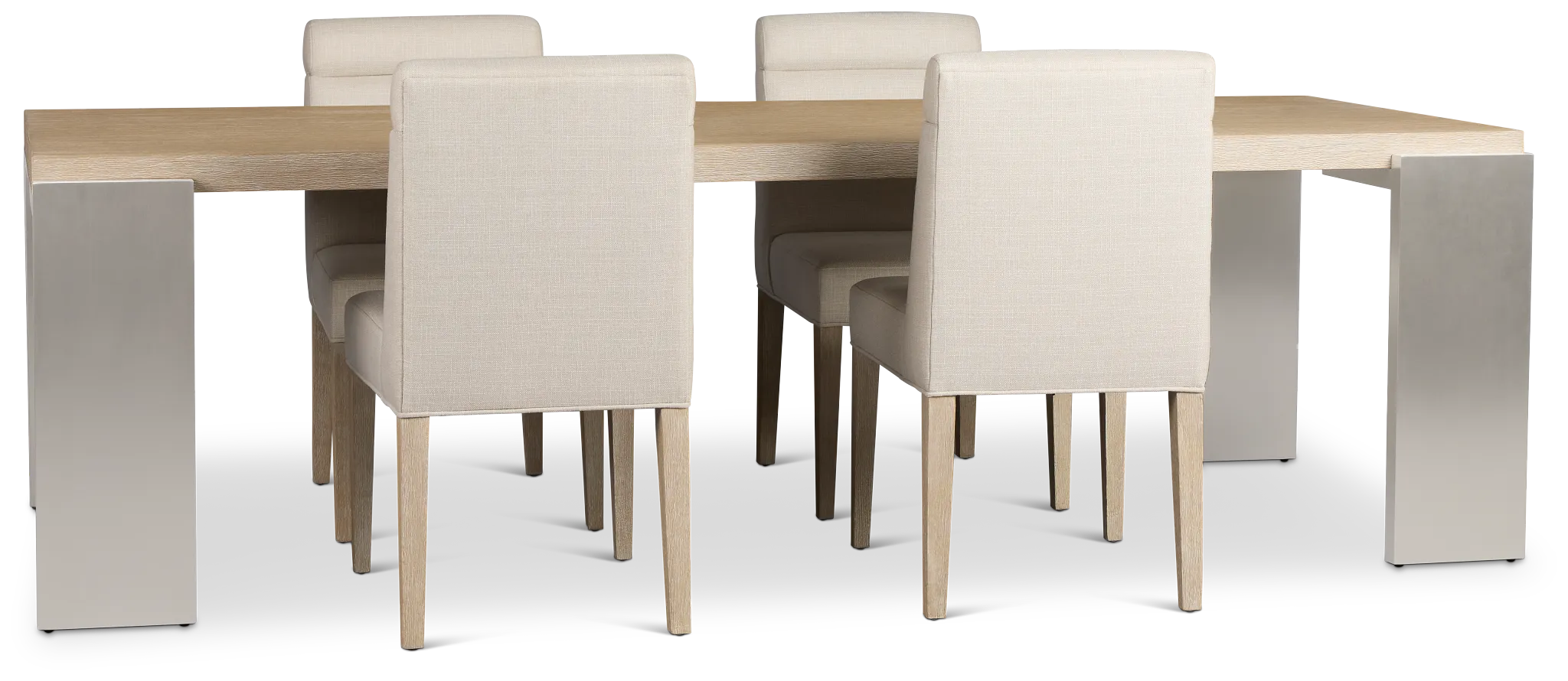 Miramar Light Tone Rectangular Table & 4 Upholstered Chairs