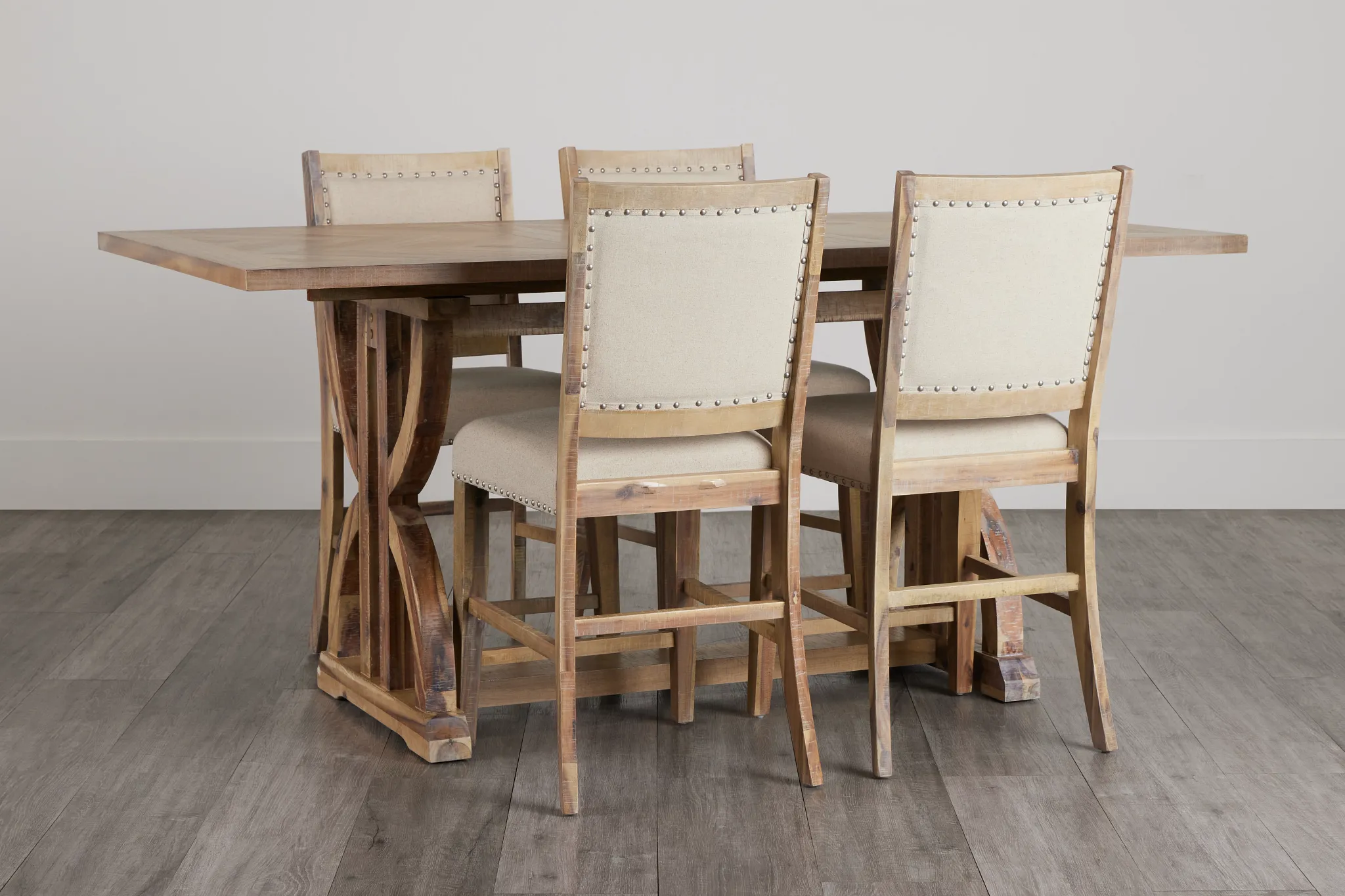 Joplin Light Tone Extension High Table & 4 Upholstered Barstools