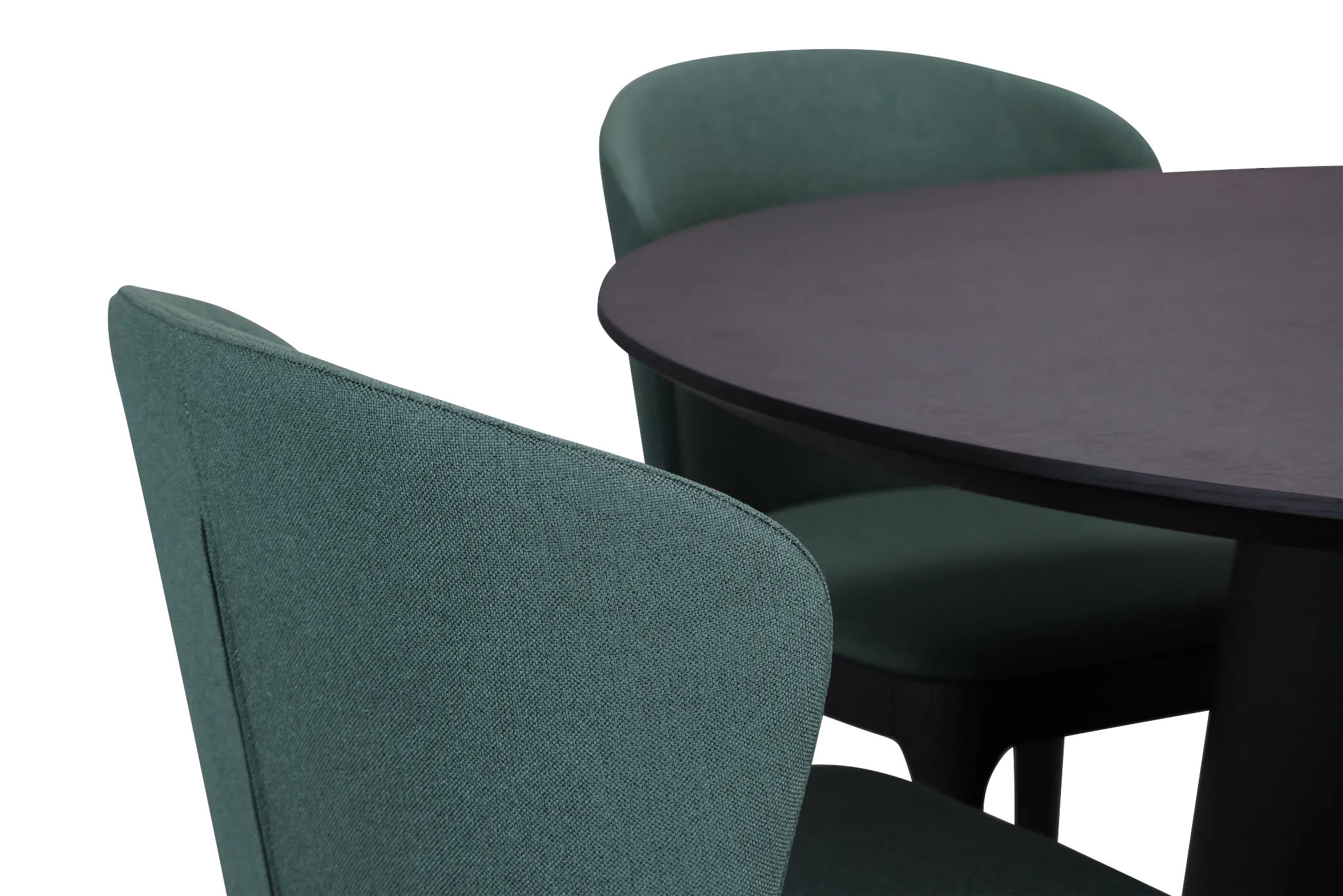 Nomad Black 47" Round Table & 4 Dark Green Chairs W/ Black Legs