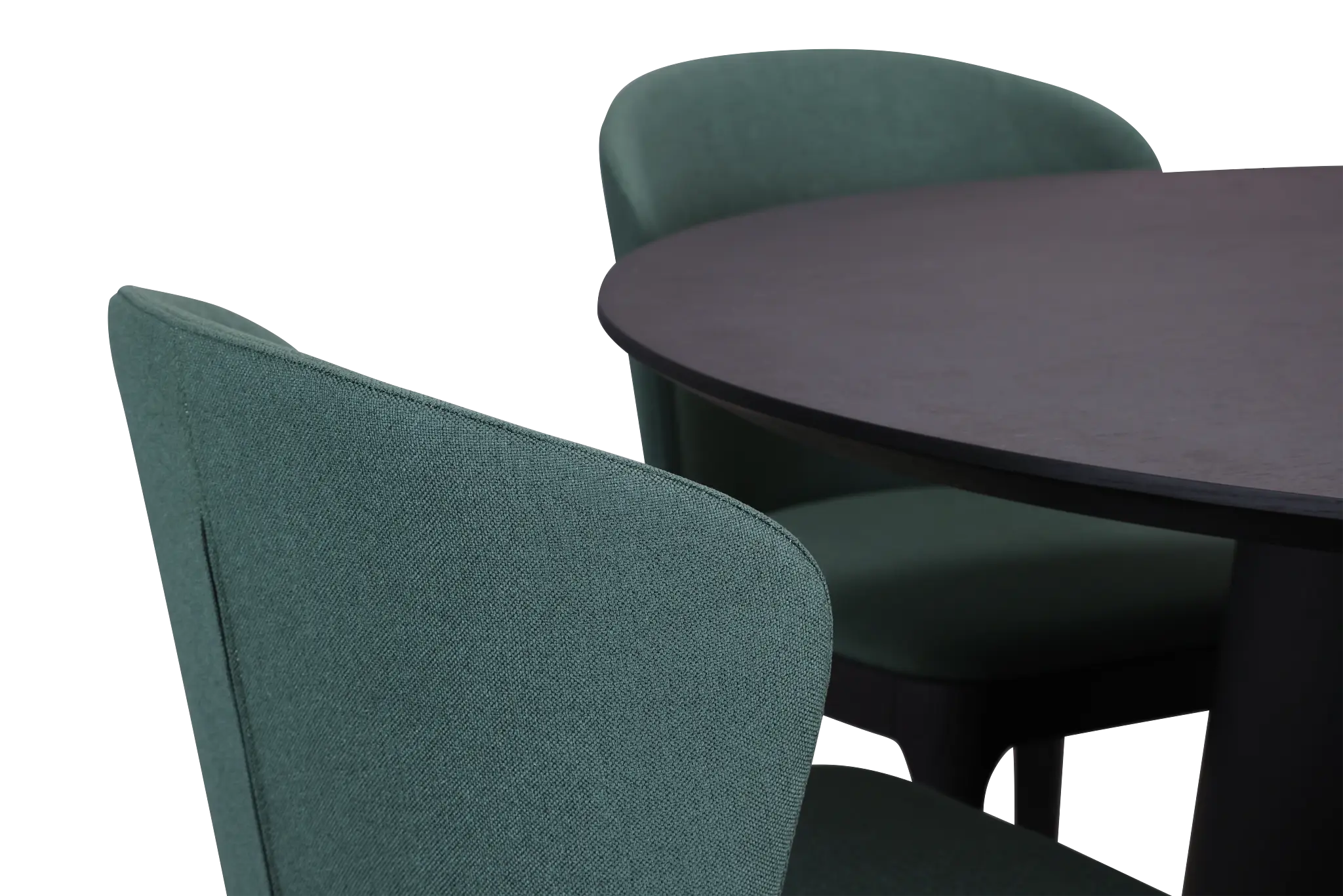 Nomad Black 47" Round Table & 4 Dark Green Chairs W/ Black Legs Nomad Black 47" Round Table & 4 Dark Green Chairs W/ Black Legs