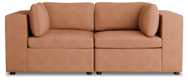 Destin Sutton Orange Fabric 2 Piece Modular Sofa