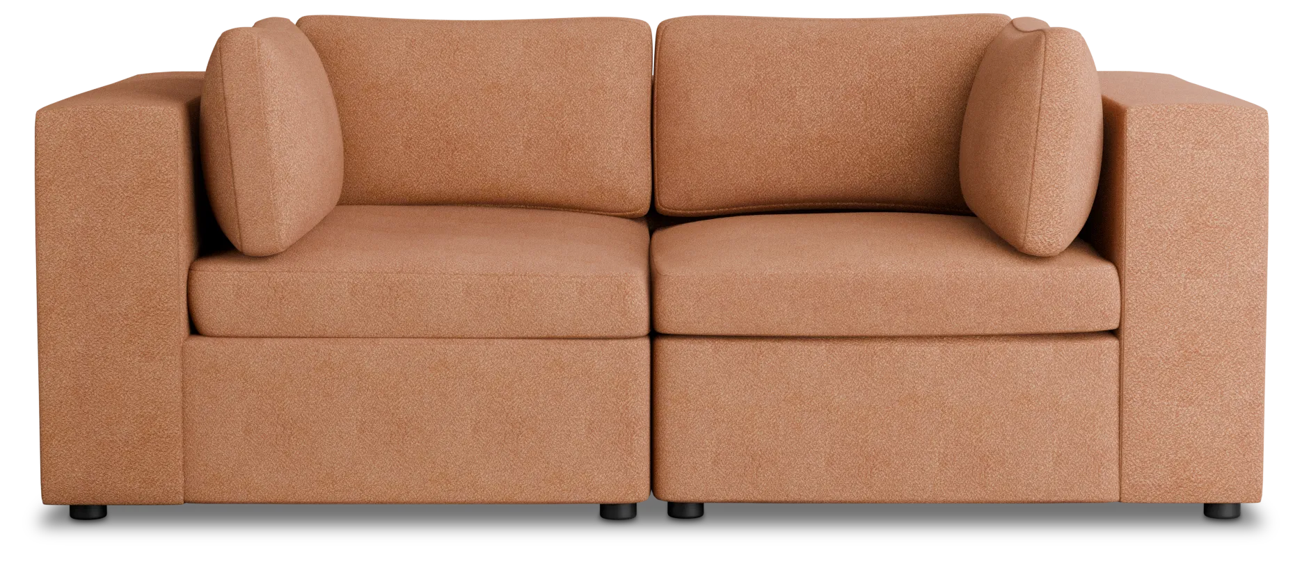 Destin Sutton Orange Fabric 2 Piece Modular Sofa