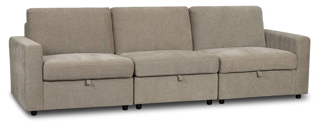 Addie Gray Fabric 3-piece Modular Storage Sofa