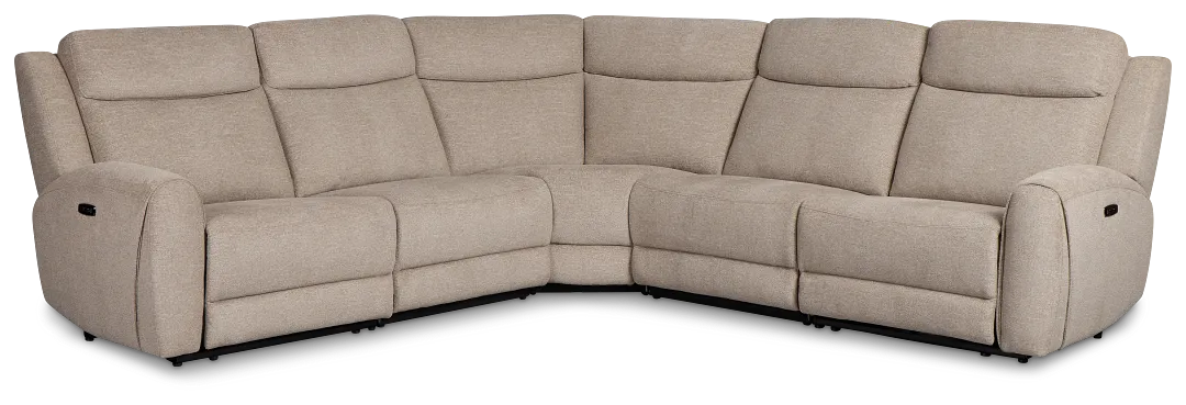 Walker Beige Fabric Small Two-arm Power Reclining Sectional