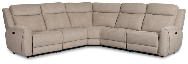 Walker Beige Fabric Small Two-arm Power Reclining Sectional