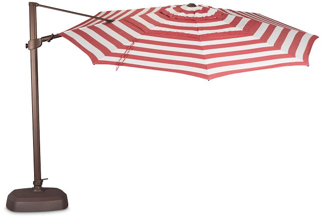 Abacos Red Stripe Cantilever Umbrella Set