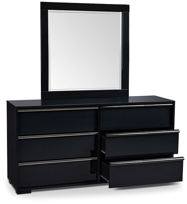 Doral Black Dresser & Mirror